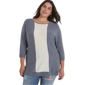 Lane Bryant Gray and Cream Dolman Sleeve Sweater